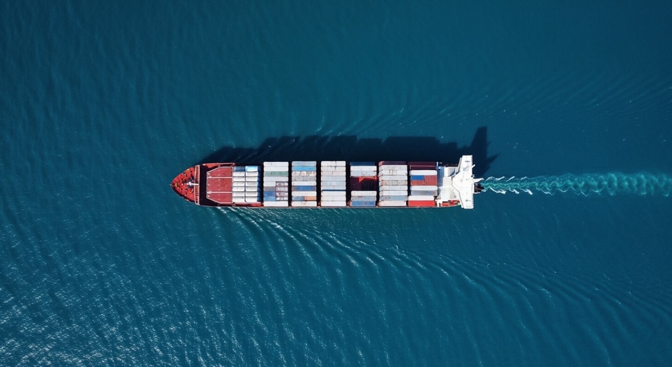 Container ship on the ocean